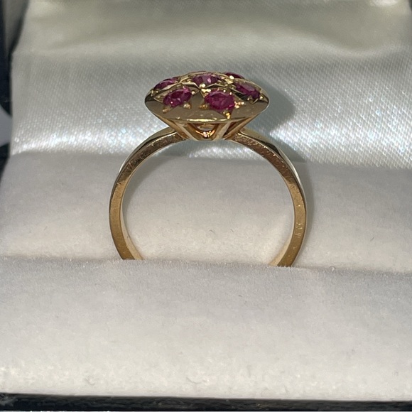 Solid 14K Yellow Gold Natural Red Ruby Gemstones Rubies Ring Vintage Custom - Picture 11 of 17
